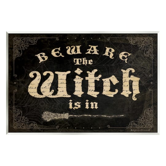 Stupell Industries Beware The Witch Vintage Phrase Wall Plaque Art